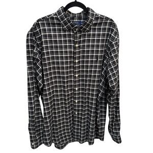 Polo Ralph Lauren Mens Tartan Black Plaid Button-Up Long Sleeve Shirt Size XXL